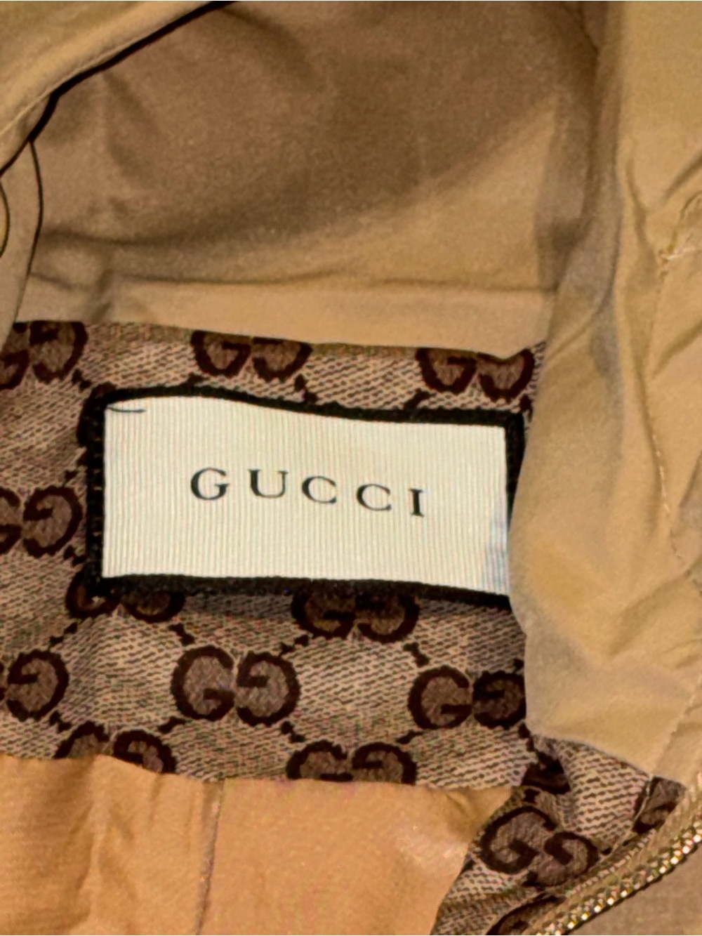 Gucci Beige Monogram Panel Hooded Bomber Jacket - Picture 4 of 6